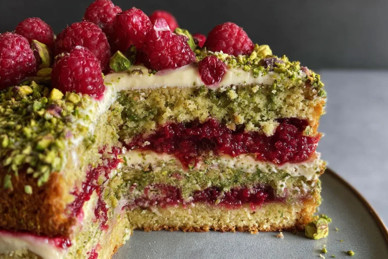 pistachio raspberry cake dessert recipe photo